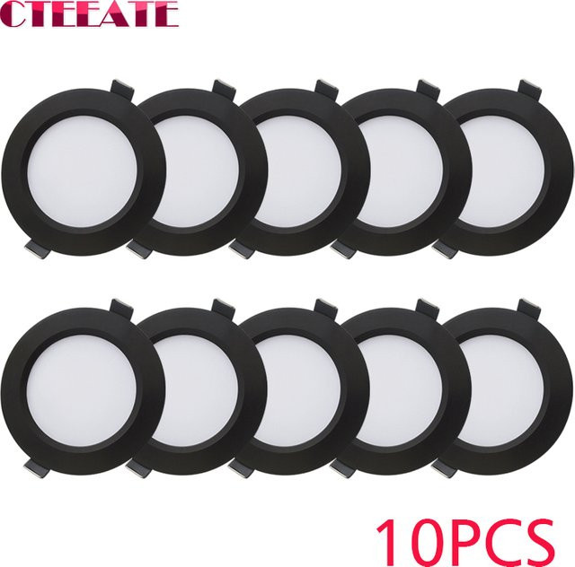 10er Set CTEEATE LED-Downlights IP65 wasserdicht, runde Einbaustrahler in Schwarz für die Innenbeleuchtung - Bild 1