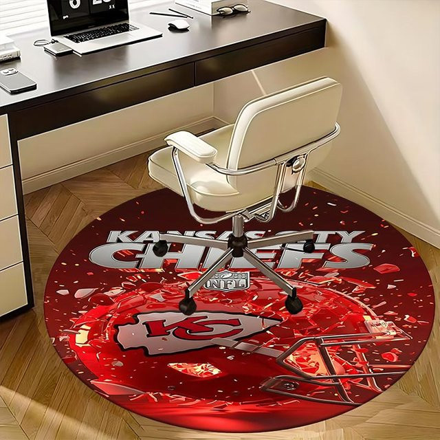 Kansas City Chiefs NFL Stuhlmatte von Yi Xin One, runder Teppich in Rot, Durchmesser: 100 cm - Bild 1