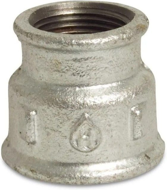 Klasebo Reduziermuffe aus verzinktem Temperguss in Silber, 2 Zoll x 1 1/2 Zoll - Bild 1