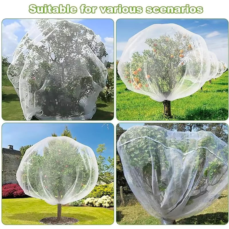 3er Set Insektennetz für Blumen und Obst in Weiß und Transparent mit Kordelzug und Reißverschluss - Bild 4