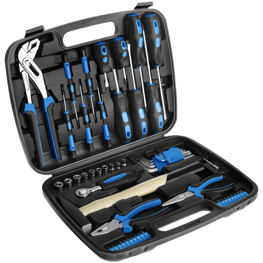 tectake Werkzeugkoffer Luigi, 57-teiliges Sortiment, Schwarz, B/T/H: 36 x 28 x 6 cm - Bild 2