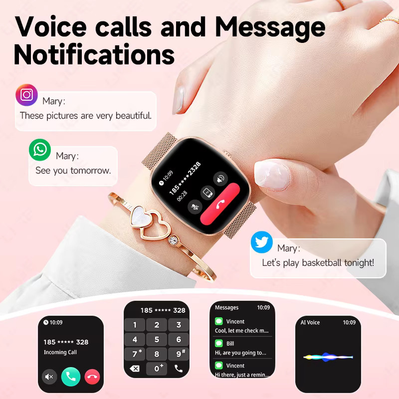 LIGE Smartwatch für Damen und Herren mit Herzfrequenz- und Schlafüberwachung, Bluetooth-Anruf und wasserdicht, in Gold und Schwarz - Bild 4