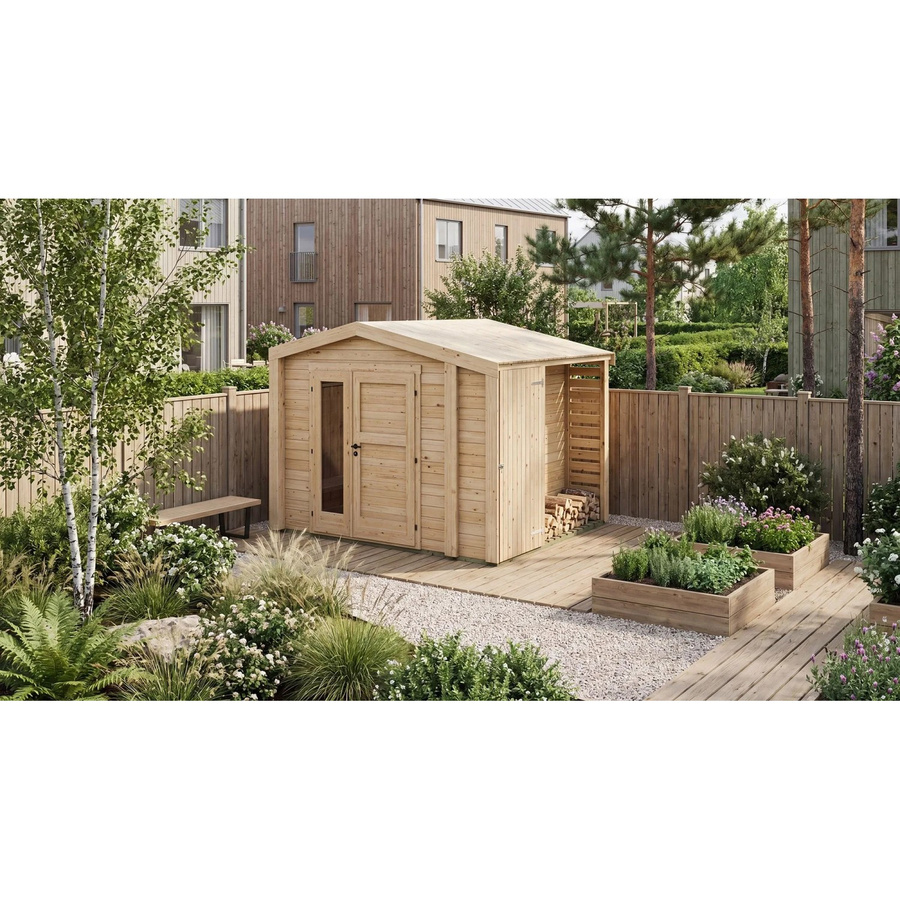 Weka Holz-Gartenhaus Killarney mit Satteldach in Natur Braun, B: 311 cm, T: 263 cm, H: 241 cm - Bild 2
