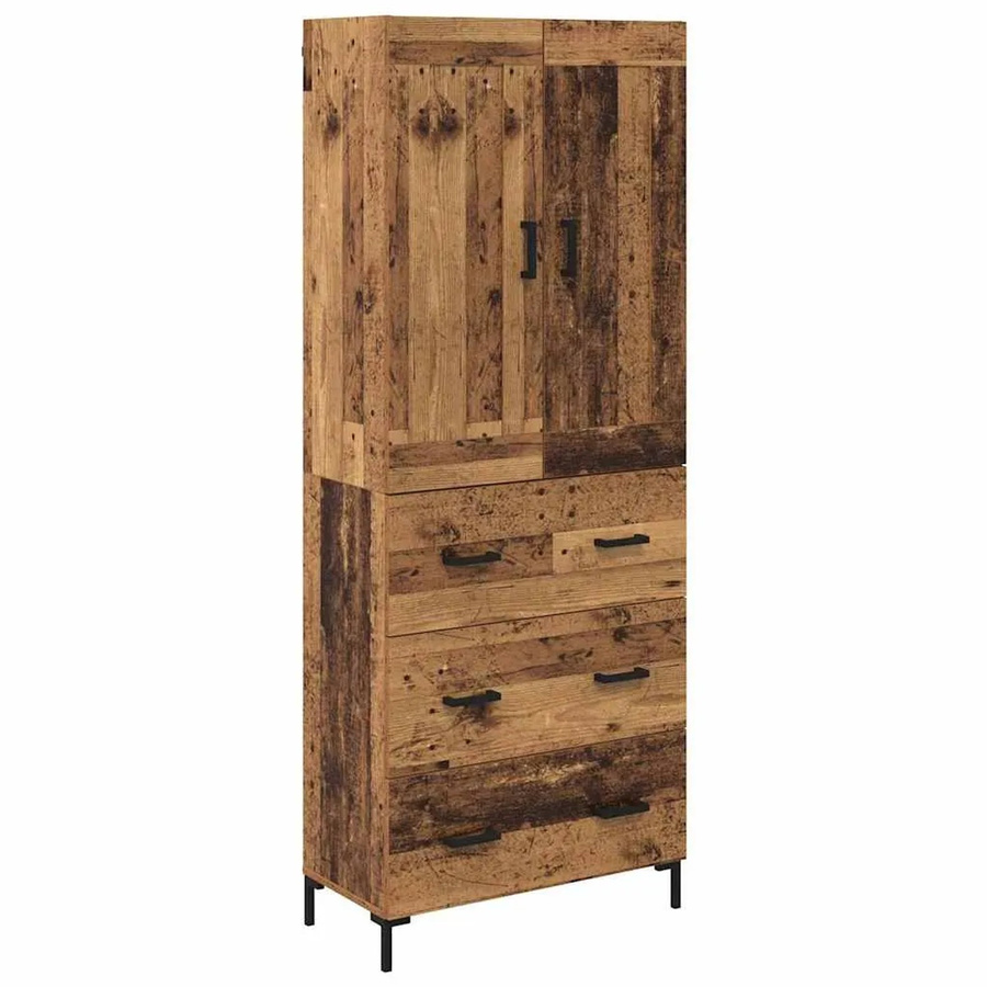 vidaXL Highboard Altholz in Braun mit Türen und Schubladen, B/T/H: 69,5 x 34,0 x 180,0 cm - Bild 2