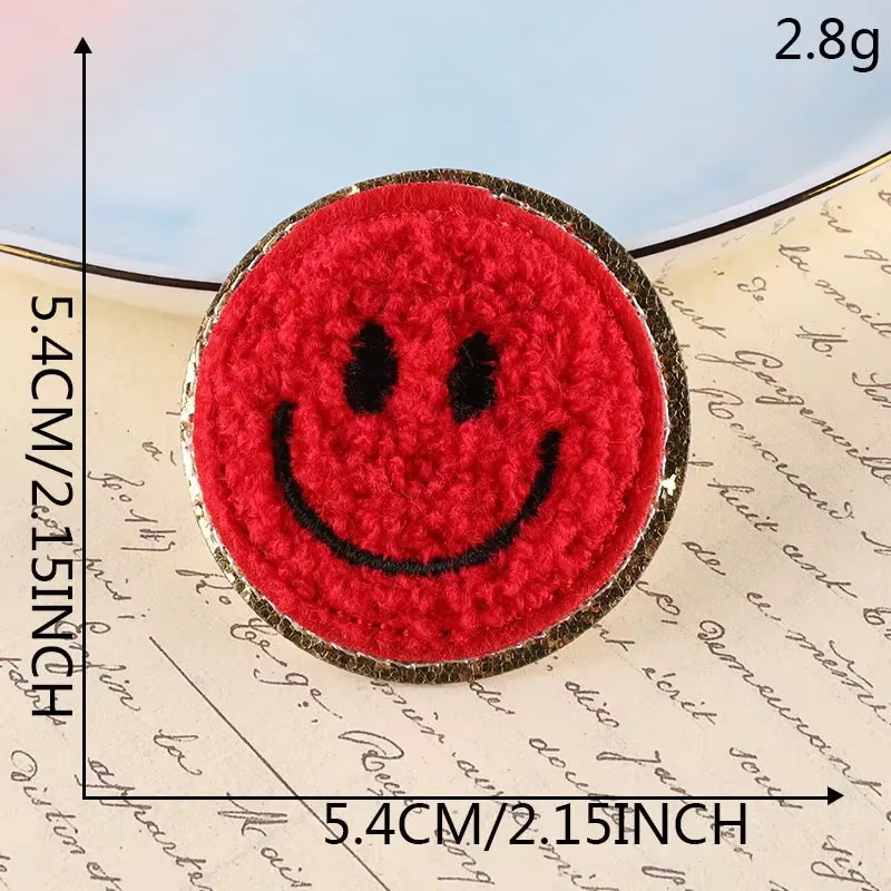 Smile Chenille Aufnäher Gold Giller zum Aufbügeln, bunte Smile-Applikation für Kleidung und DIY-Zubehör - Bild 3