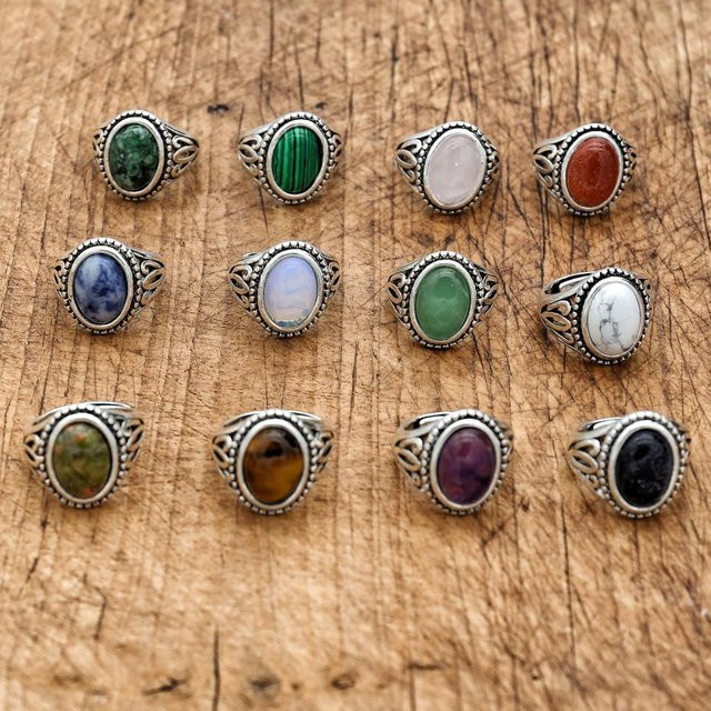 NEIPO Ring Tigerauge, Silber, Vintage, Unisex - Bild 1