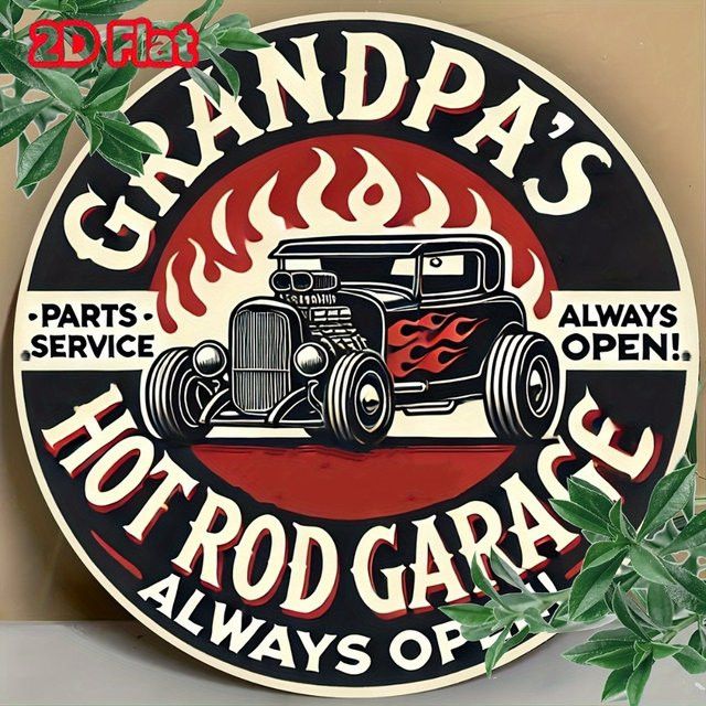 HELLOYOUNG Vintage Metallschild Hot Rod Garage Wandkunst aus Metall für Autoliebhaber - Bild 1