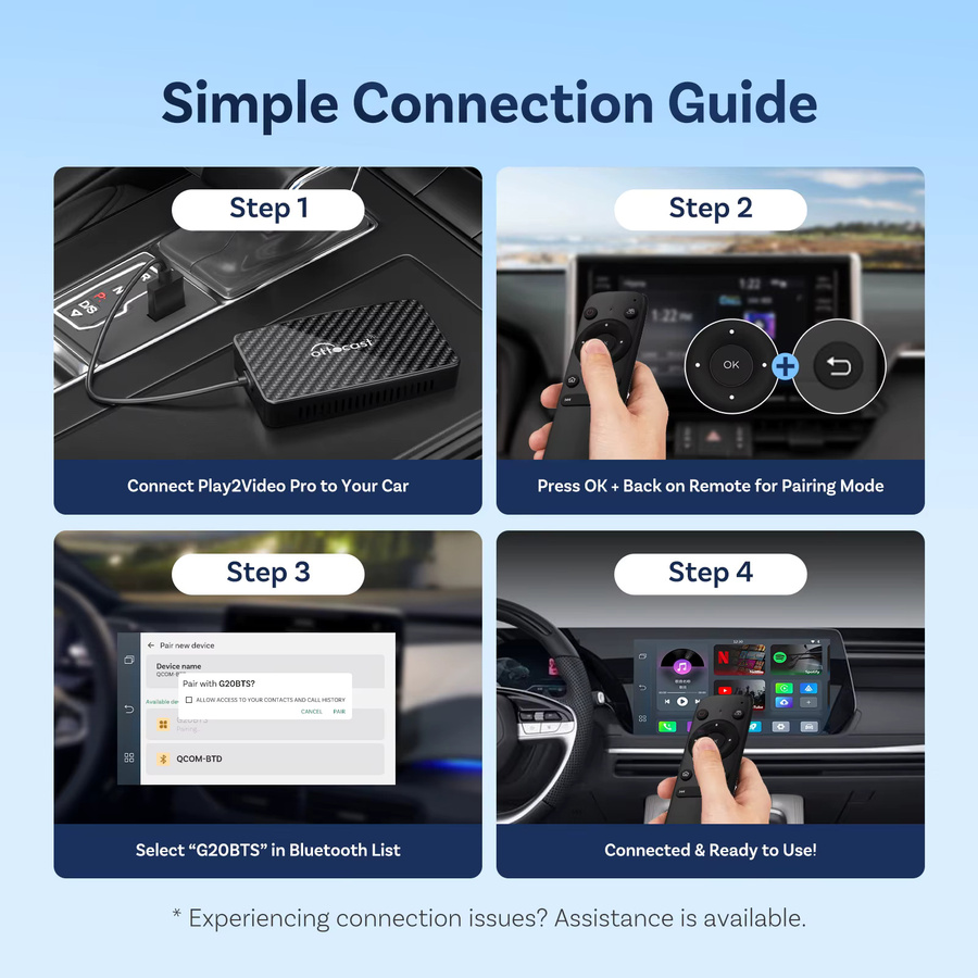 Ottocast Play2Video Pro 2026 Kabellose Android Auto und CarPlay AI Box für In-Car Video-Streaming von YouTube und Netflix in Schwarz mit USB Plug & Play - Bild 4