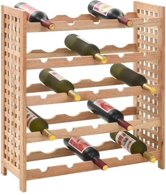 vidaXL Weinregal aus Massivholz in Nussbaum, Platz für 25 Flaschen, B/T/H: 63 x 25 x 73 cm - Bild 1