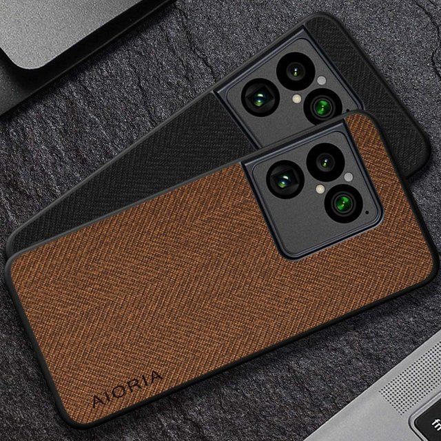Luxuriöse Textil-Leder-Schutzhülle für Sony Xperia 1 VIII in Blau und Braun - Bild 1
