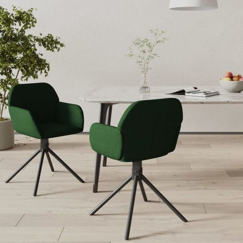 2er Set vidaxl Esszimmerstühle aus Samt in Grün mit Metallgestell, drehbar und modern, H: 79,5 cm, B: 54 cm, T: 58,5 cm - Bild 1
