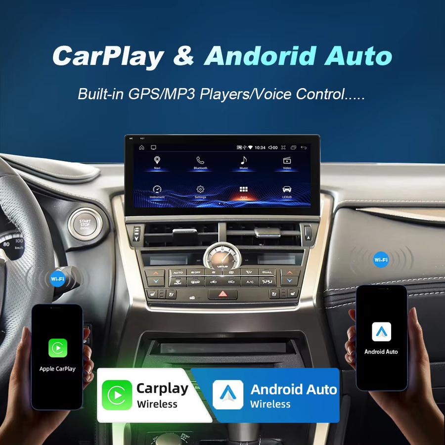NUNOO Autoradio mit Wireless CarPlay und Android Auto für Lexus NX NX200 NX200T NX300h NX300 (2014-2017) Multimedia Player mit GPS, 4G, WiFi und DSP in Schwarz - Bild 3