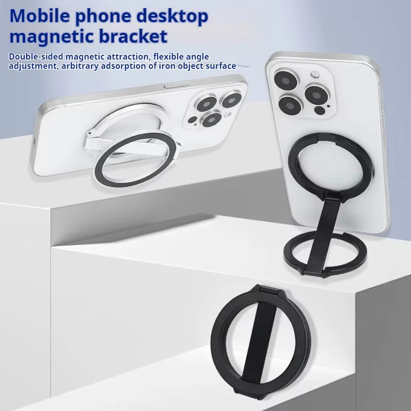 WSSHE Magnetischer Telefonständer aus Metall in Schwarz mit Saugnapf, 360 Grad drehbar und höhenverstellbar - Bild 3