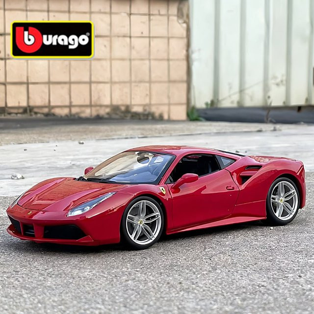 Bburago Ferrari 488 GTB, Sportwagen Modell, 1:24, Metall, Rot - Bild 1