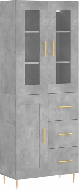 vidaXL Highboard in Betongrau mit Glastüren, B/T/H: 69,5 x 34 x 180 cm - Bild 1