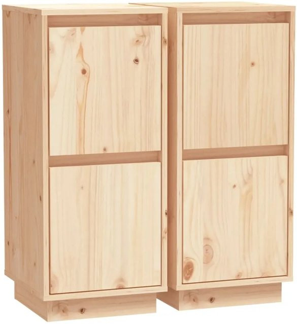 2er-Set vidaXL Sideboards aus Massivholz Kiefer in Braun, B/T/H: 31,5 x 34 x 75 cm - Bild 1