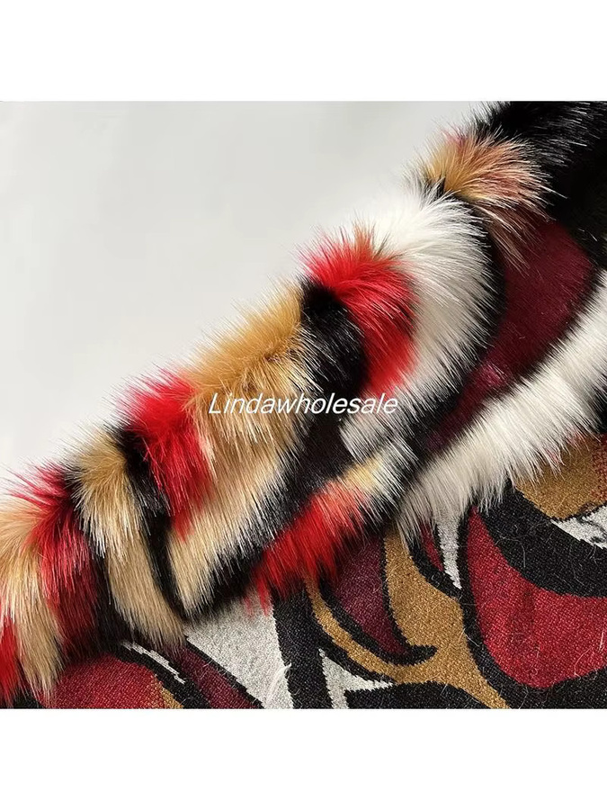 ZHONGYIJIATIMELY Jacquard-Plüschfell in Rot im ethnischen Stil als luxuriöser Fuchspelzimitat-Stoff für Heimtextilien - Bild 6