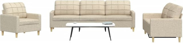 Vidaxl 3-Sitzer Entspannungsgarnitur mit Stoffbezug in Beige und Metallgestell - Bild 1