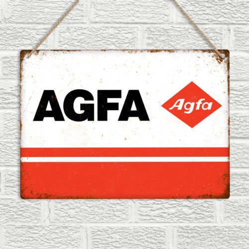 AGFA Retro Metall-Wandschild Vintage 35mm Kamera Fotografie Aluminium Weiß - Bild 1