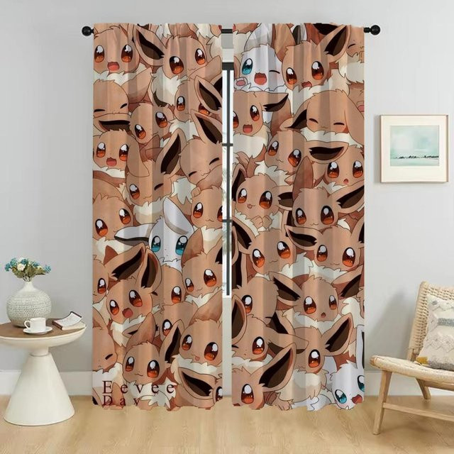 P-pokemones Innenvorhänge für das Kinderzimmer mit Motiv, 2 Paneele, Mehrfarbig, Breite: 50 cm, Höhe: 70 cm - Bild 1