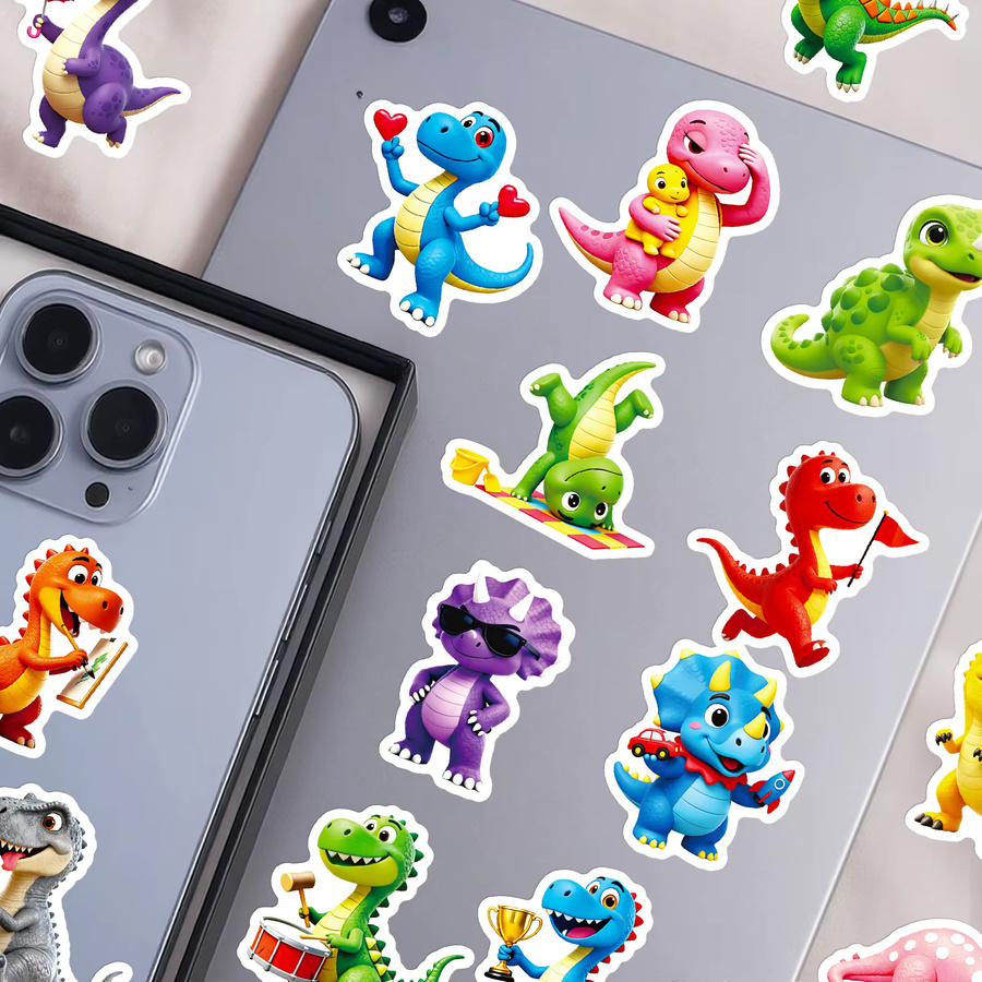 56 oder 112 Stück Cartoon 3D Dinosaurier Graffiti Aufkleber in Multicolour zur Dekoration von Schreibwaren und Notebooks - Bild 3