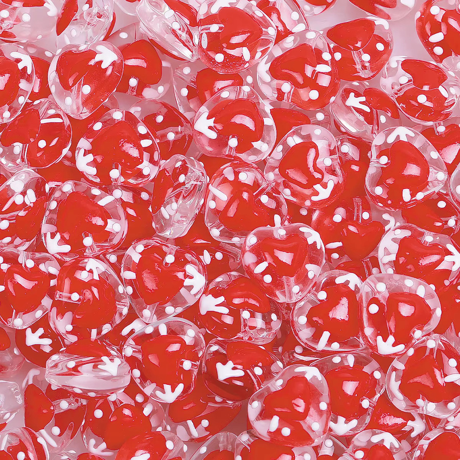 NASSBORO Glasperlen, rote Herzform, 10 Stück - Bild 2