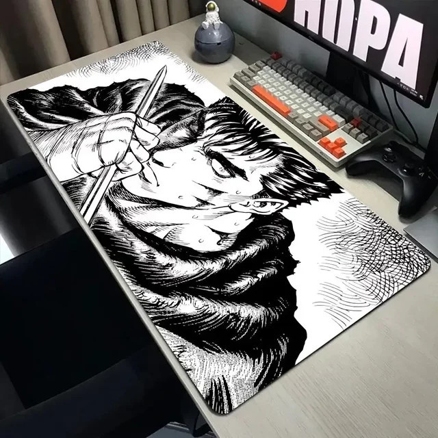 XGZ Anime Mauspad Guts Schwert Berserker in Schwarz Weiß für Gamer und Computer Zubehör - Bild 1