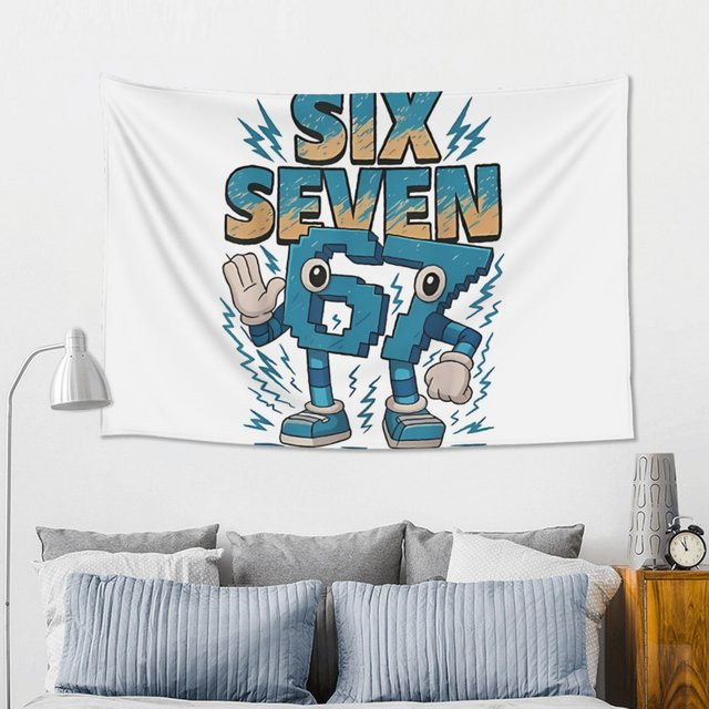 VIKAMA SIX SEVEN Cartoon Nummer 67 Wandteppich im Retro American Street Style, Mehrfarbig, B: 90 cm, H: 60 cm - Bild 1
