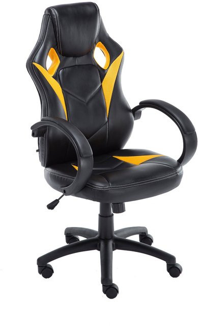 TPFLiving Racing Bürostuhl Magna Gaming Chair in Gelb und Schwarz mit Armlehnen und Rollen, B/T/H: 62,0 x 66,0 x 120,0 cm - Bild 1