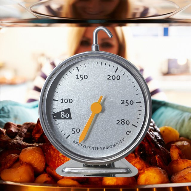 Aideepen Edelstahl-Ofenthermometer in Silber mit großem Zifferblatt zum Backen, Grillen und Kochen - Bild 1