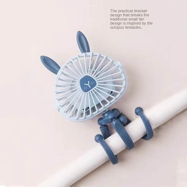 Tragbarer Mini USB Ventilator für Kinderwagen und Babybetten, Blau, 500 mAh Akku - Bild 1