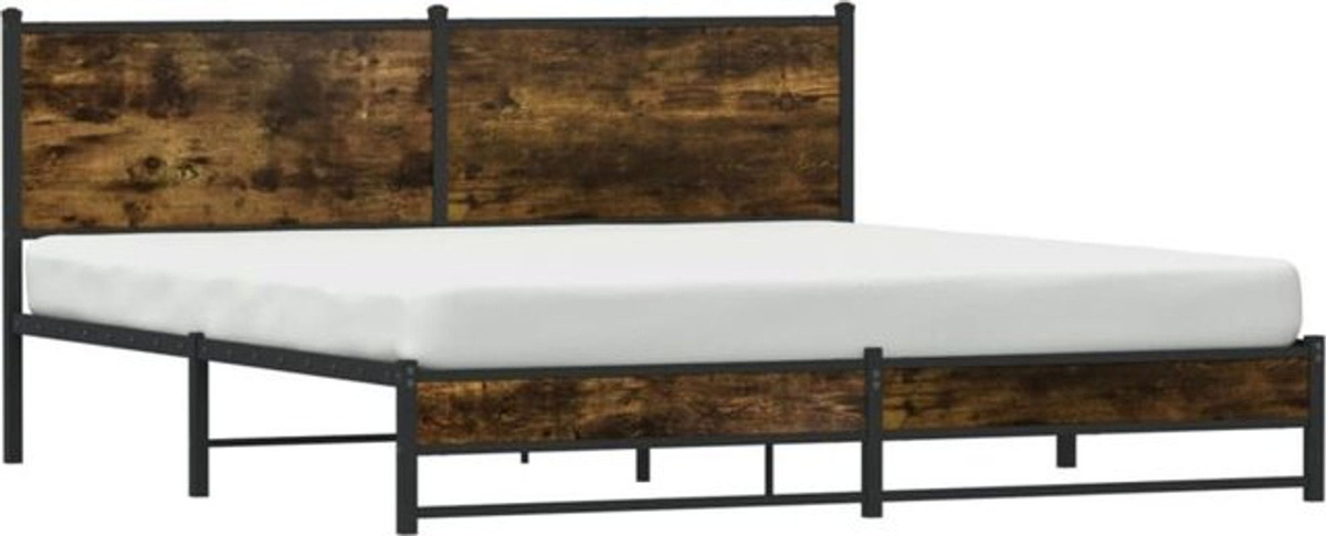 Metallbett Vidaxl in Braun im Industrial Design aus Metall und Holzwerkstoff, B/T/H: 180 x 200 cm - Bild 1