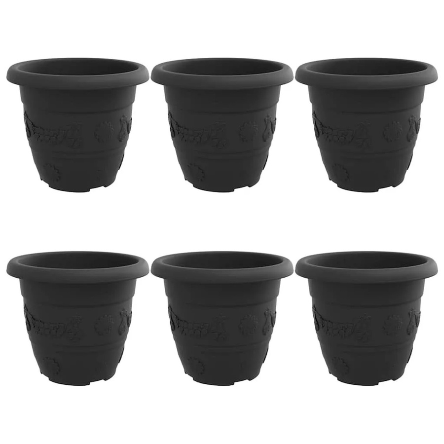 6er Set runde Blumentöpfe von vidaXL in Schwarz aus Kunststoff für Garten und Balkon - Bild 2