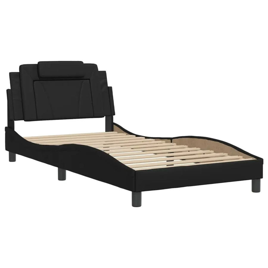 vidaXL Bettgestell Viana in Schwarz aus Kunstleder mit LED-Unterbettbeleuchtung und USB-Ladeport, B/T/H: 100 x 200 cm - Bild 2