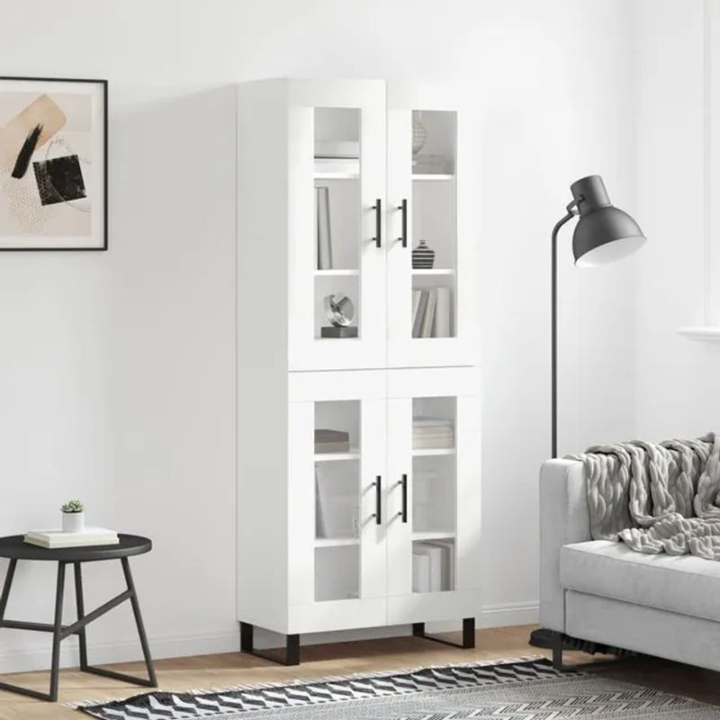 Vidaxl Vitrinenschrank Modern, Weiß, B/T/H: 69,5 x 34 x 180 cm - Bild 1