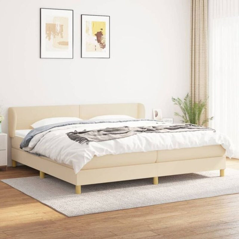 vidaxl Boxspringbett mit Matratze in Beige aus Stoff und Holzwerkstoff B/T/H: 200 x 200 x 203 cm - Bild 1