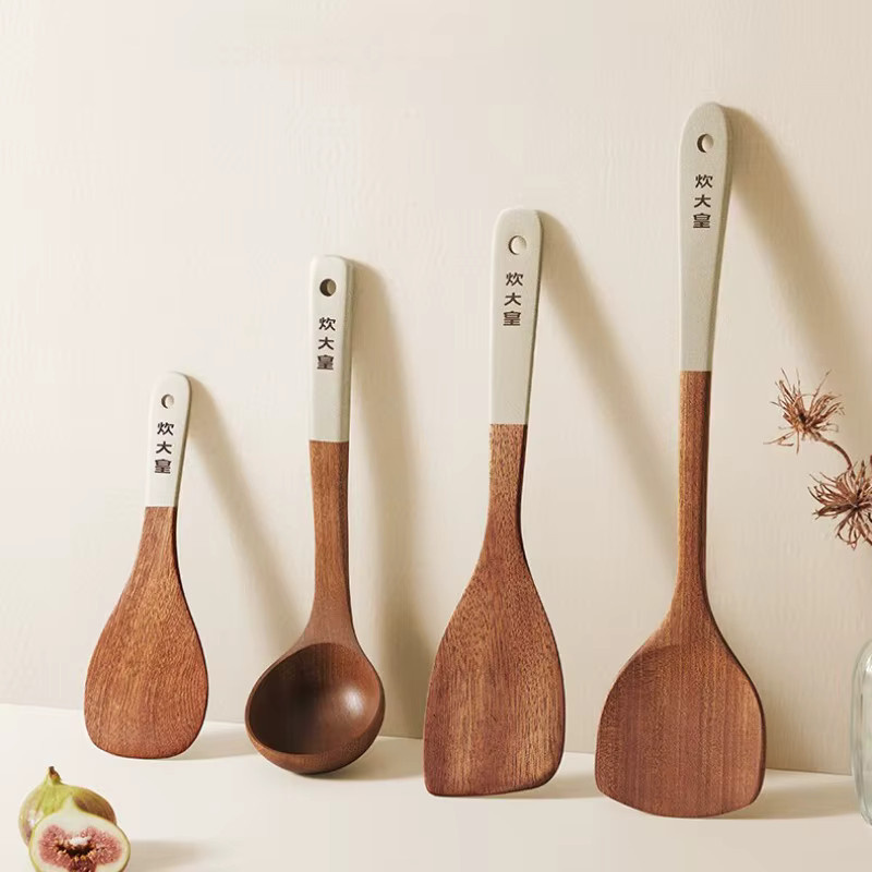 COOKER KING 4-in-1 Kochutensilien-Set aus Holz in Ebenholz-Optik, Spatel und Löffel für Antihaft-Töpfe - Bild 2