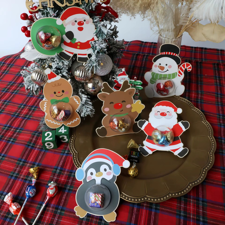 Transparentes Weihnachts-Süßigkeiten-Verpackungsset mit Schneemann-Design und Anhänger für deine Baumdekoration - Bild 4
