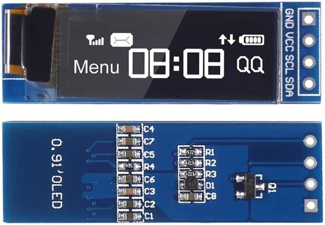 0,91 Zoll I2C OLED Display Modul SSD1306 in Weiß oder Blau für Arduino mit DC 3,3 V bis 5 V Betriebspannung - Bild 1
