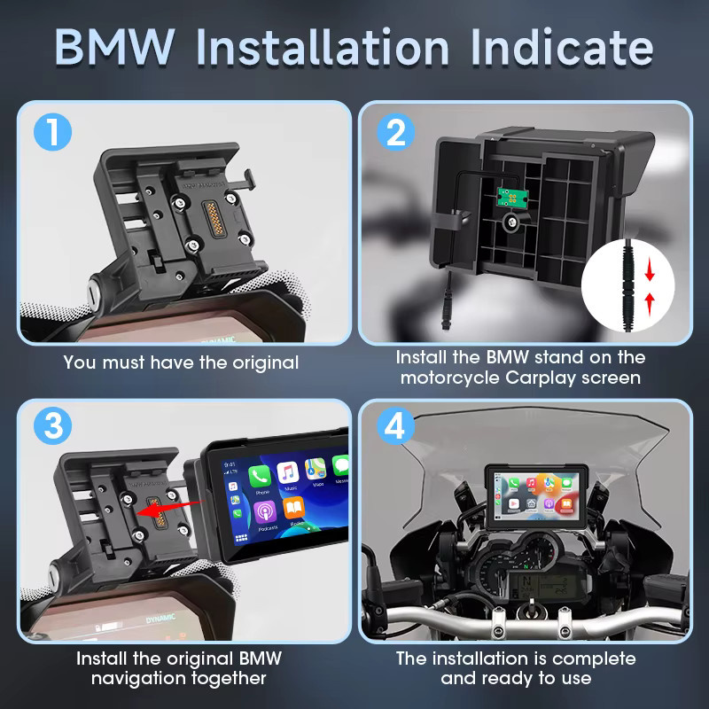 Jansite 7-Zoll-Navigationsbildschirm für Motorräder mit CarPlay und Android Auto, Schwarz - Bild 2