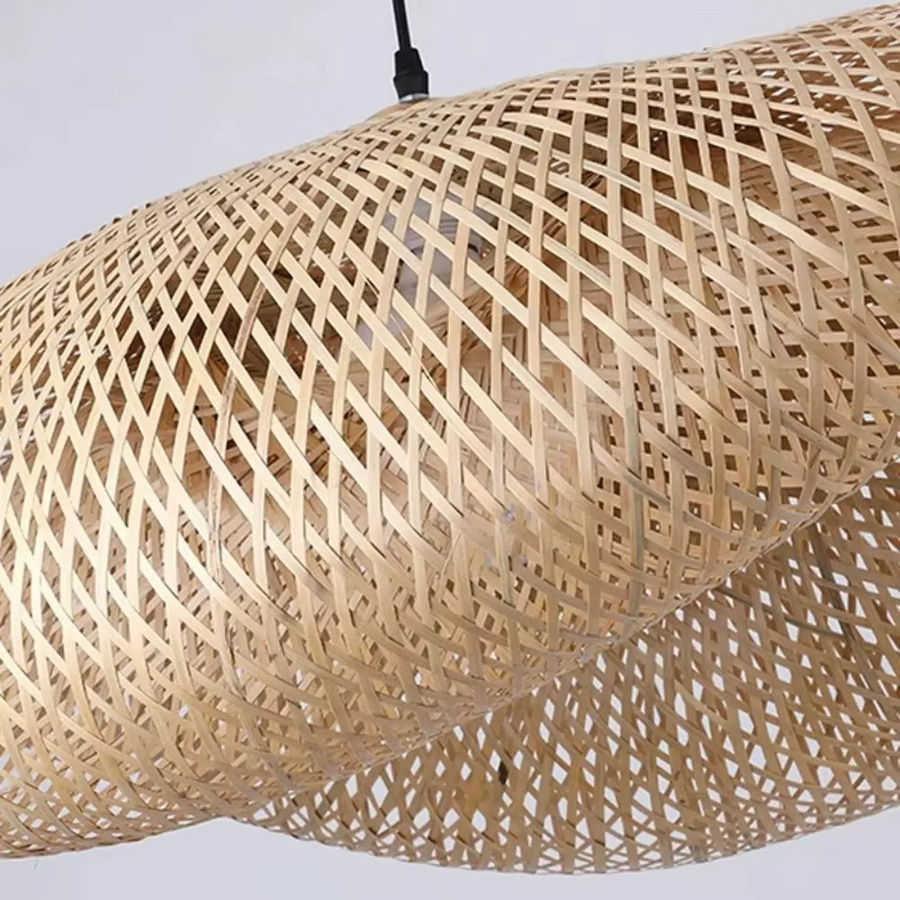 JOYINLED Vintage Pendelleuchte aus handgewebtem Rattan im Retro-Stil für Schlafzimmer und Restaurant - Bild 2
