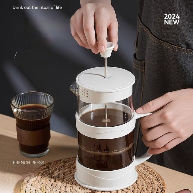 GIANXI Multifunktions Handpresse Kaffeemaschine und Teefilter für Cold Brew in Weiß aus Glas - Bild 1