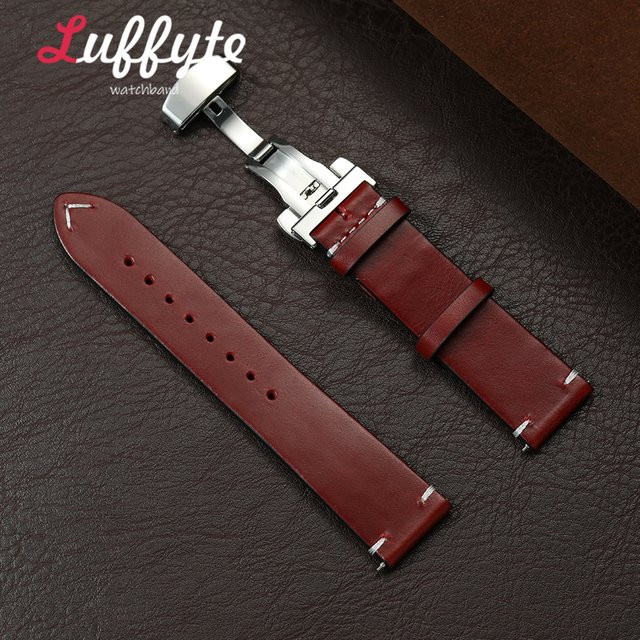 Luffyte Uhrenarmband Ölwachsleder, Schmetterlingsverschluss, Herren - Bild 1