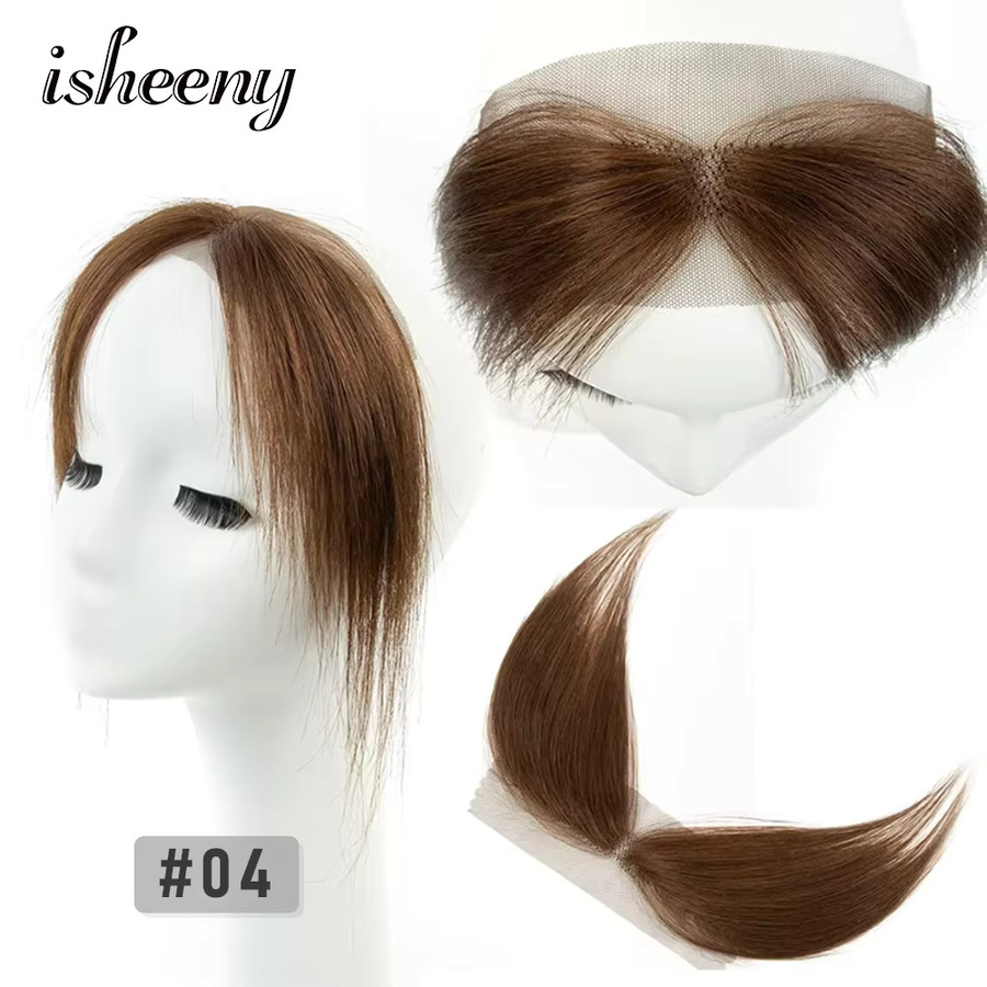 Isheeny Spitzen-Haarteil mit seitlichem Pony, 25 cm, glatt, Schwarz - Bild 4