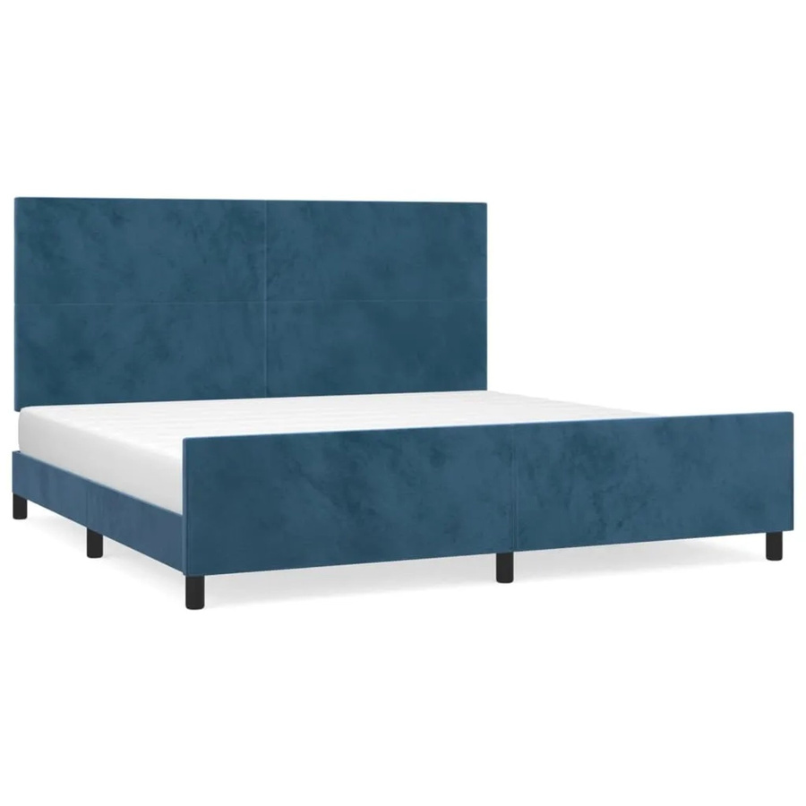 vidaXL Bettgestell mit Kopfteil aus Samt in Dunkelblau, B/T: 200 x 200 cm - Bild 2