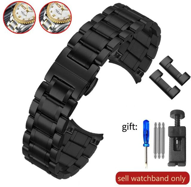Lanspo Uhrenarmband Edelstahl, schwarz, Unisex, 24mm - Bild 1
