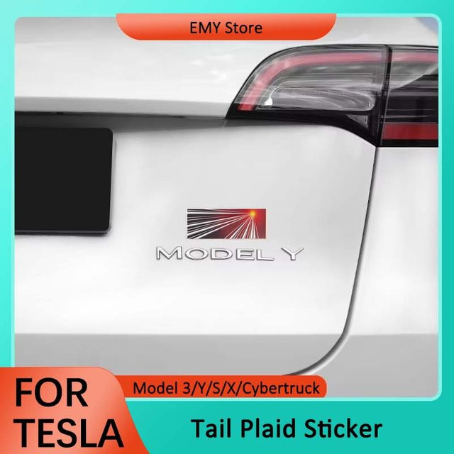 HEENVN Tesla Plaid Logo Heckemblem Aufkleber für Model 3, S, X und Model Y Juniper - Bild 1