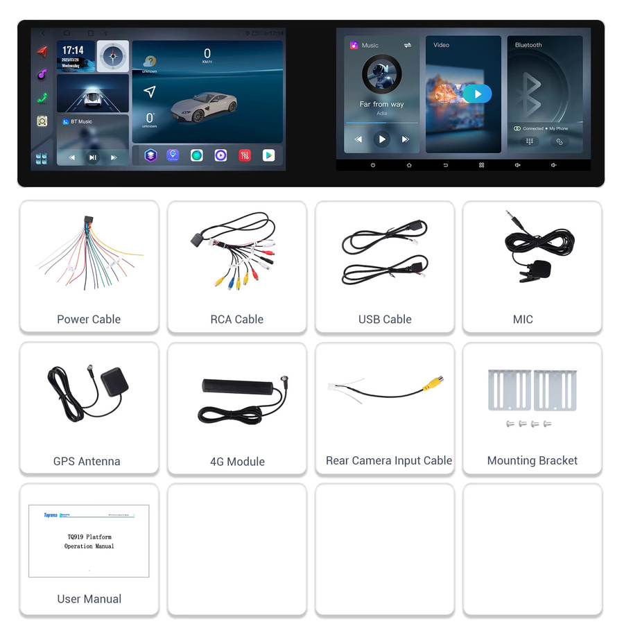 Podofo 2DIN Universal Autoradio mit Wireless CarPlay und Android Auto, GPS Navigation, WiFi, Bluetooth, DSP und 4 + 64G Speicher in Schwarz - Bild 4