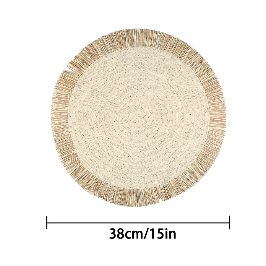 Runde Tischsets Tabletex aus Papier gewebt in Beige im Nordic Stil, rutschfest für Küche und Wohnbereich, Durchmesser: 38 cm - Bild 2
