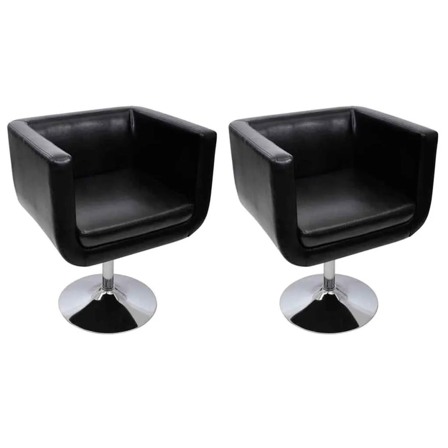 vidaXL Loungesessel 2er Set aus Kunstleder in Schwarz mit Metallrahmen und Schwenkfunktion - Bild 2